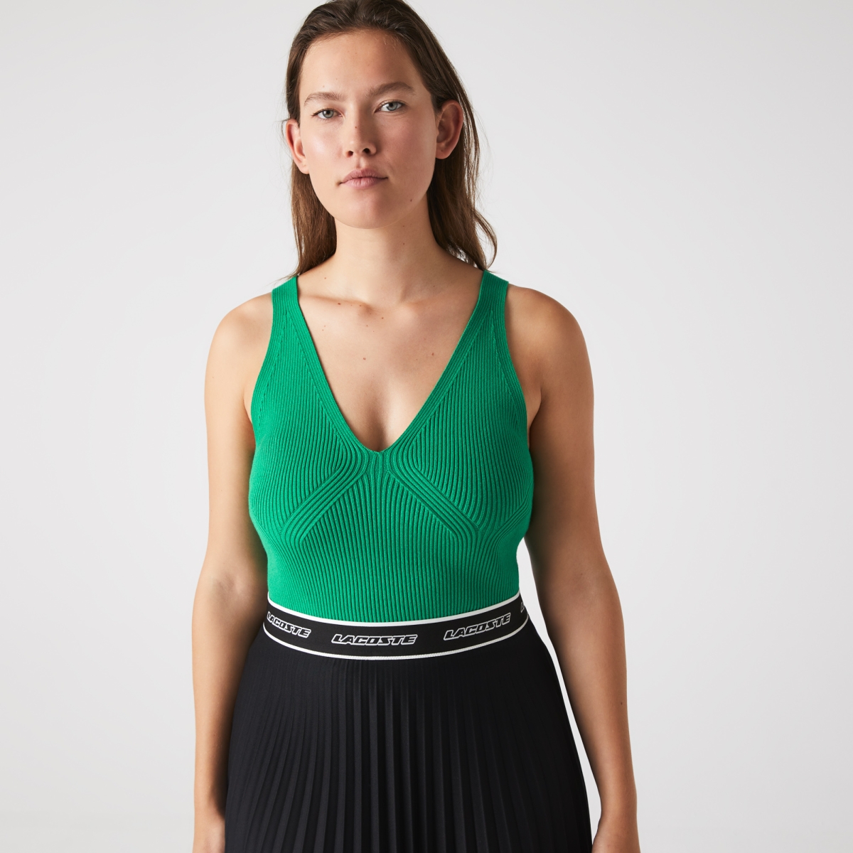 Seamless Ribbed Knit Halter Top