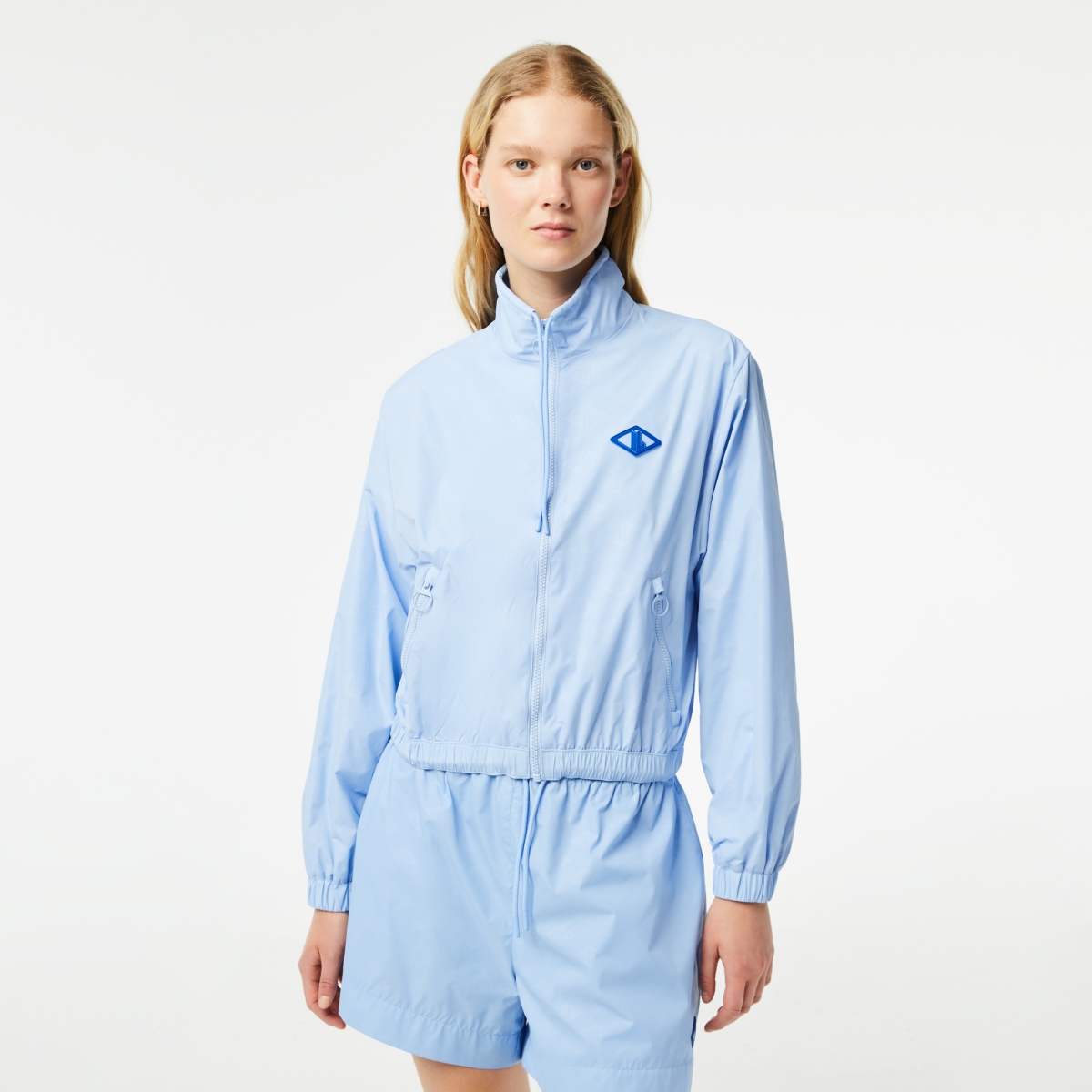 Lacoste Monogram Print Track Jacket in Blue for Men