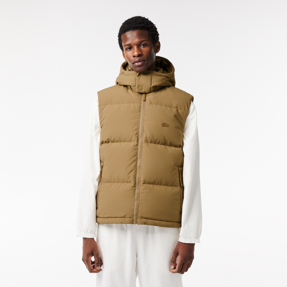 Down Gilet with Quilted Crocodile in Cookie • SIX – Lacoste