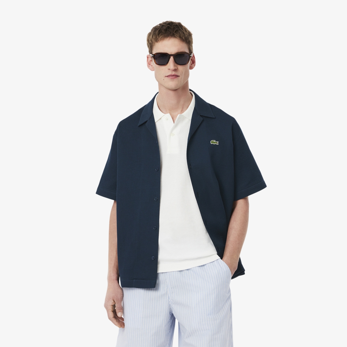 Relaxed Fit Waffle Texture Shirt