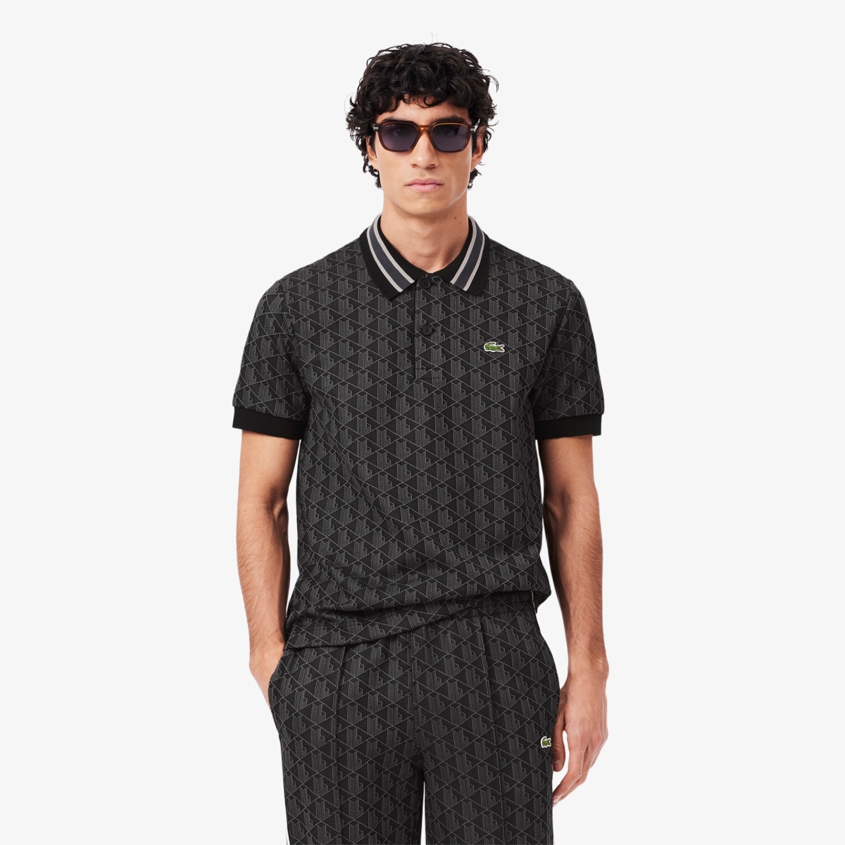 Classic Fit Contrast Collar Monogram Motif Polo Shirt