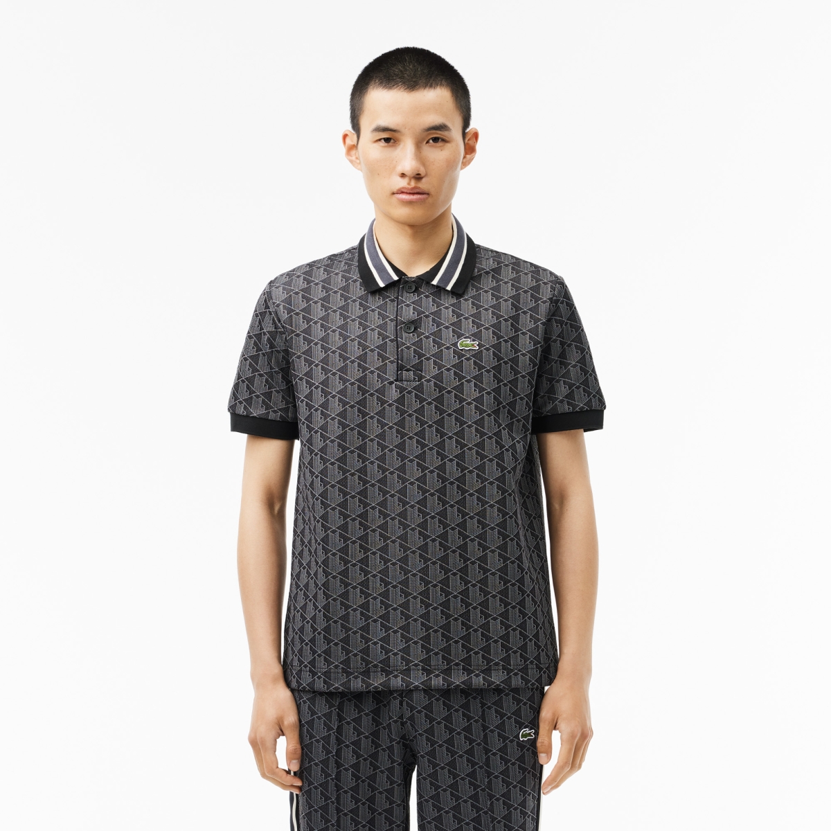 Classic Fit Contrast Collar Monogram Motif Polo Shirt