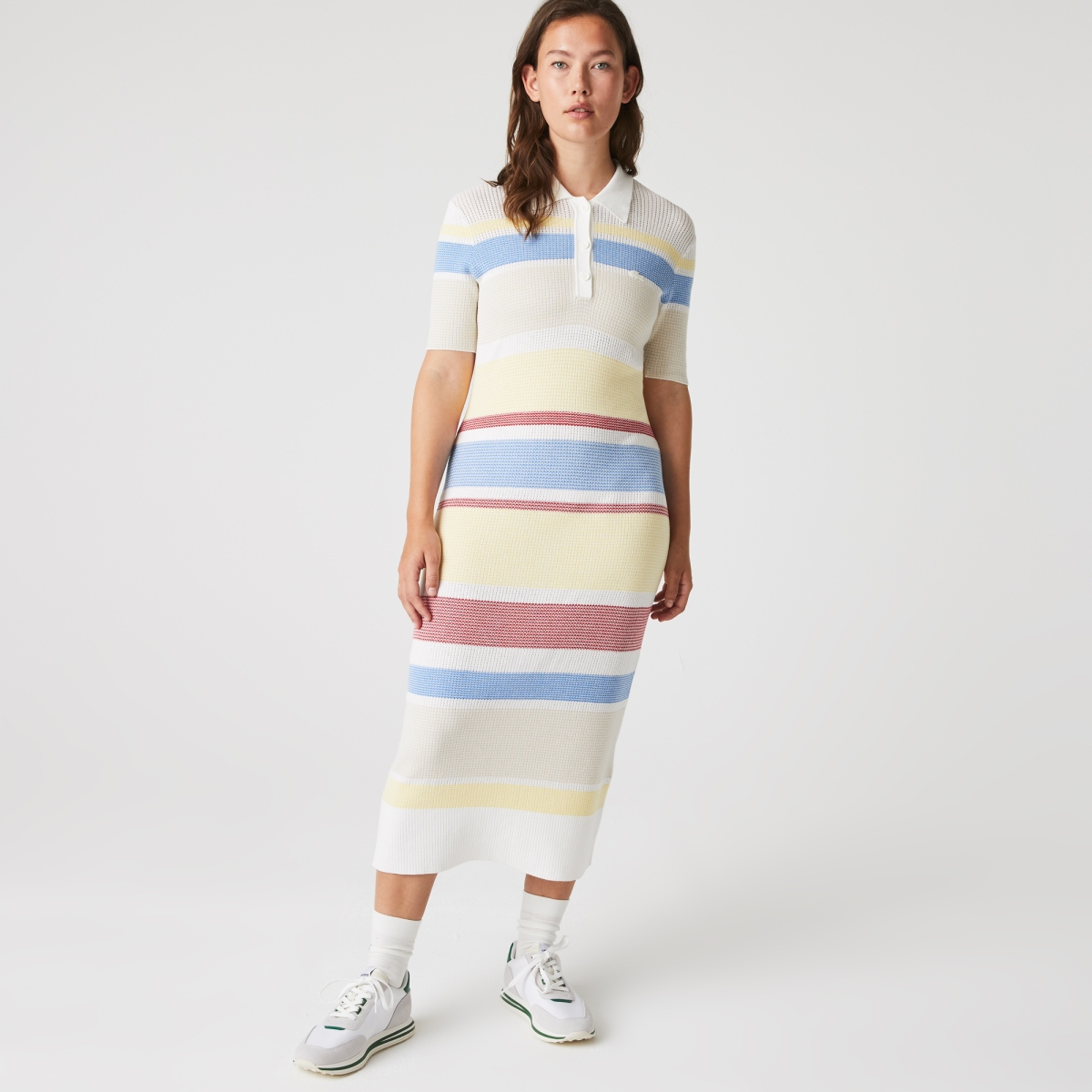structured knit dress UNAWARES Misaligned Structure Knitted Pit Stripe Dress In Red