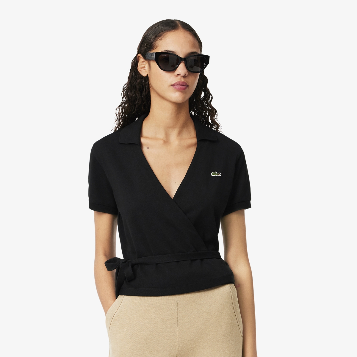 Stretch Mini Piqué Wrap Polo Shirt