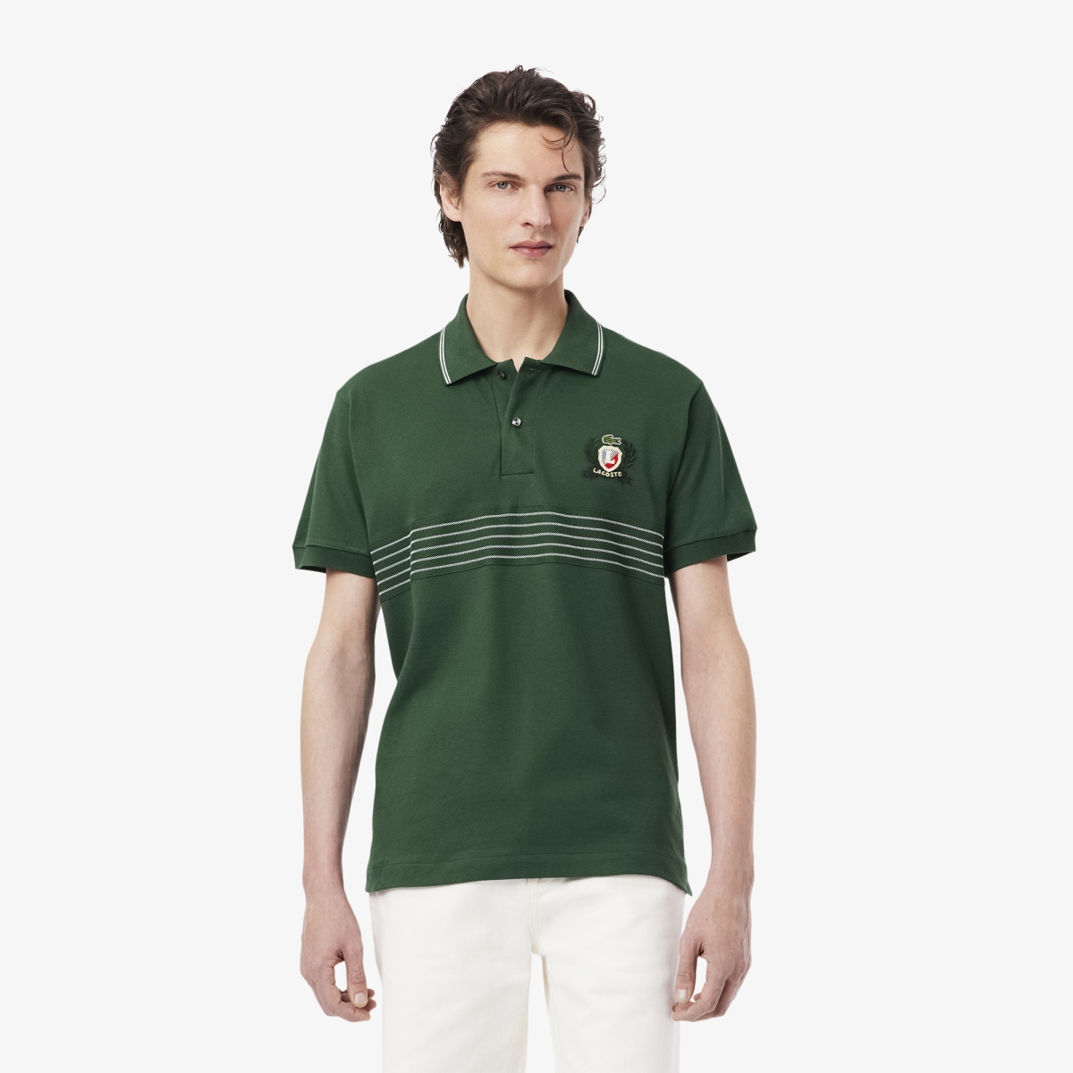 Classic Fit L.12.12 Embroidered Shield Polo Shirt in Navy Blue 