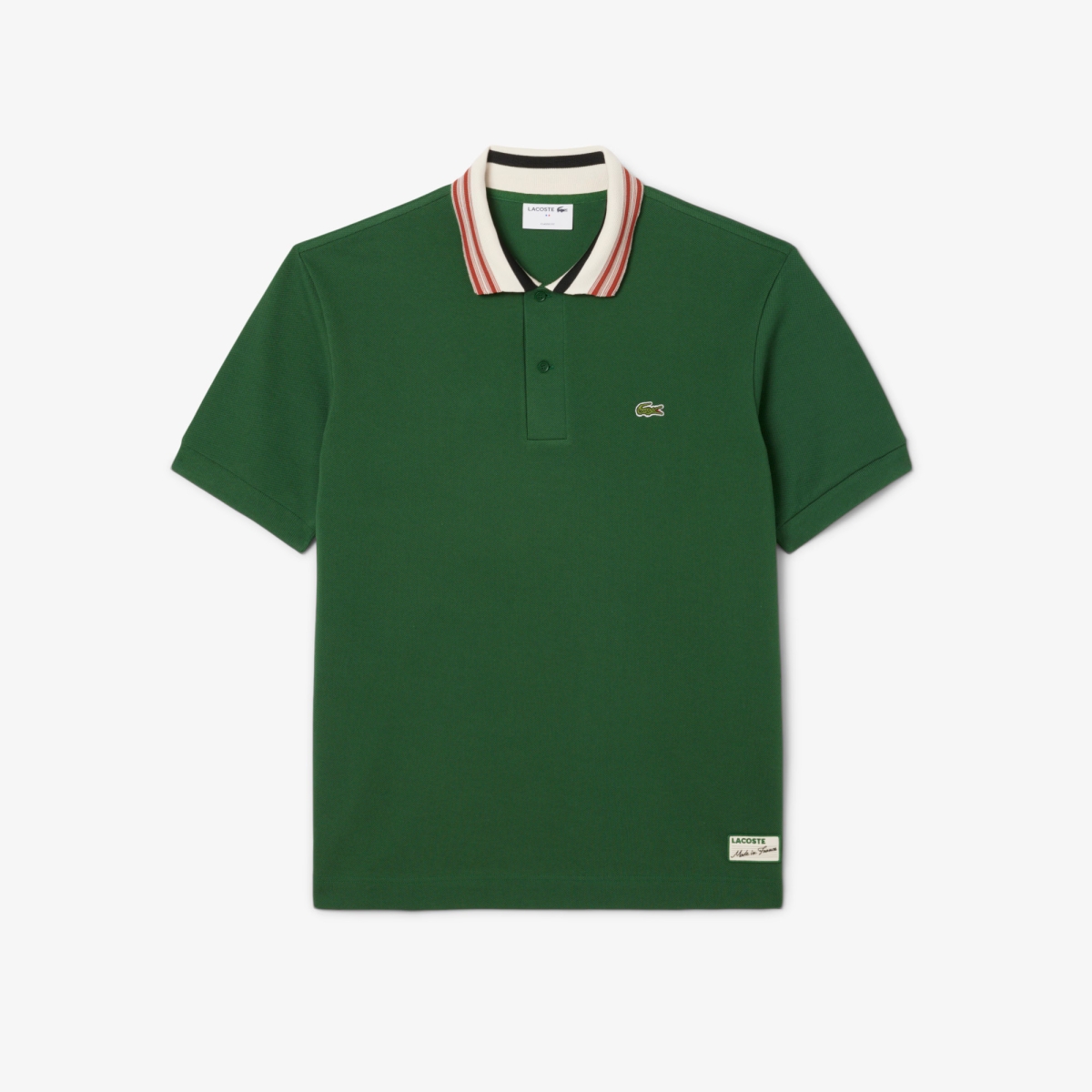 French Made Classic Fit Stripe Collar Polo Shirt in Green • 132