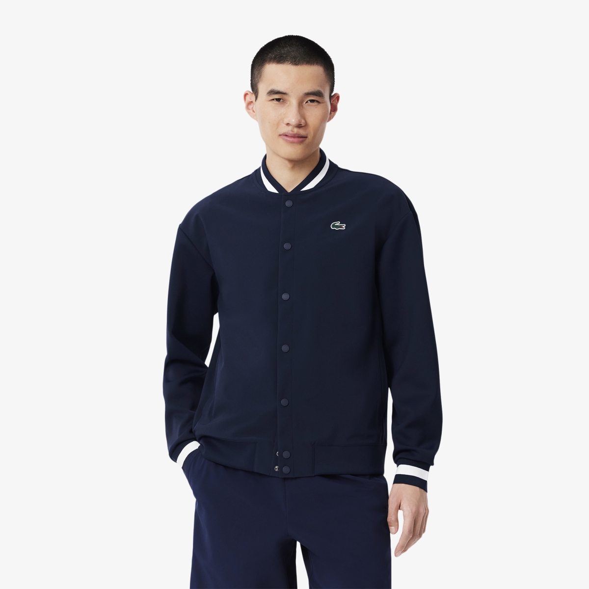 Lacoste Tennis x Novak Djokovic Jacket in Navy Blue/Flour • HHW 