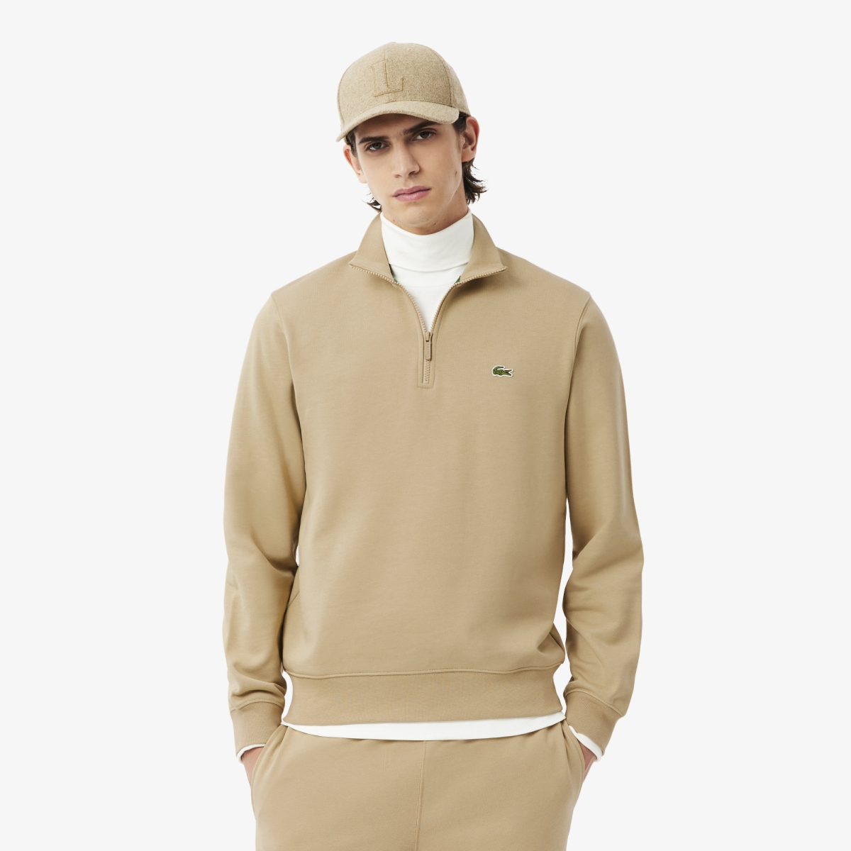 High Neck Zipped Fleece Sweatshirt
