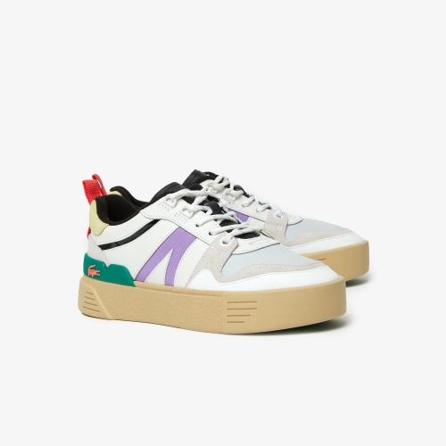 Women's Lacoste L002 Leather and Suede Color-Pop Sneakers