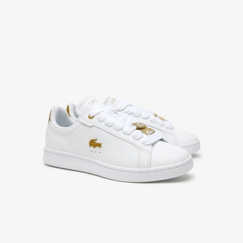 Women's Lacoste Carnaby Pro Leather Metallic Detailing Trainers