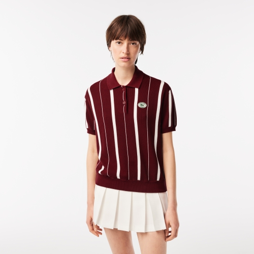 Lacoste x Sporty & Rich Striped Polo Shirt Collar Sweater