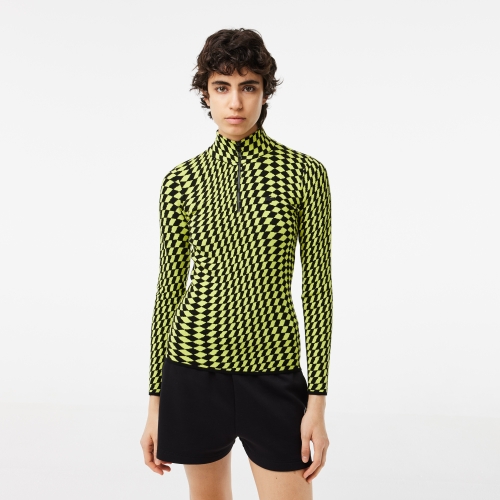 Women's Lacoste Two-Tone Jacquard Zipped Sweater