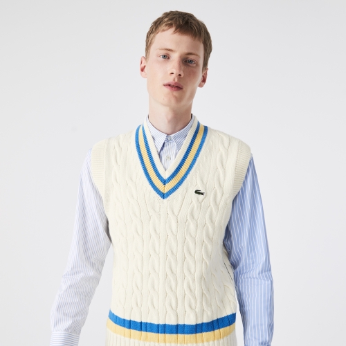 Men's Lacoste Classic Fit V-Neck Wool Vest Sweater