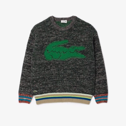 Loose Fit Contrast Croc Wool Sweater