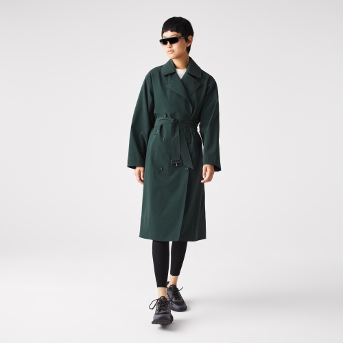 Women's Lacoste Oversized Water-Repellent Hooded Trench Coat