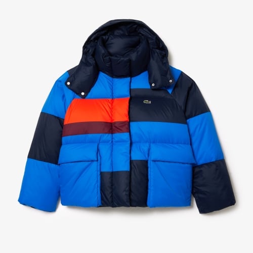 Oversized Colourblock Down Jacket, Adjustable Hood