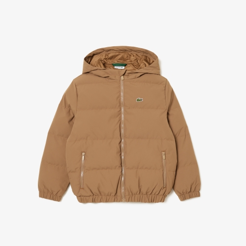 Hooded Puffer Jacket with Crocodile at the back