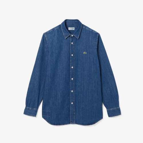 Men’s Unbuttoned Collar Organic Cotton Jean Shirt