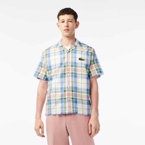 Men's Lacoste Short Sleeve Organic Cotton Check Shirt