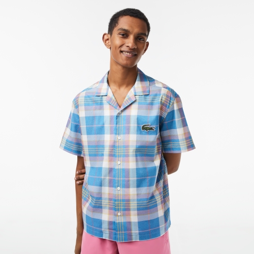 Men's Lacoste Short Sleeve Organic Cotton Check Shirt