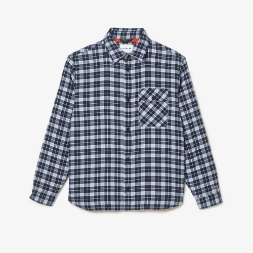 Checked Overshirt with Contrast Quilting