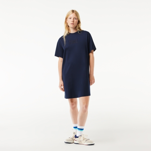 Oversized Embroidered Cotton T-shirt Dress 