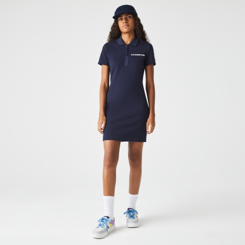 Women's Contrast Branded Two-Ply Jersey Polo Dress