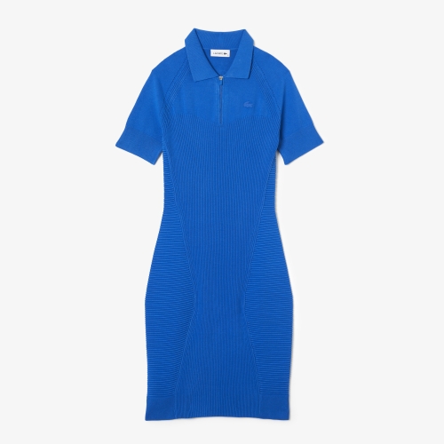 Women's Lacoste Knit Details Front Zip Dress