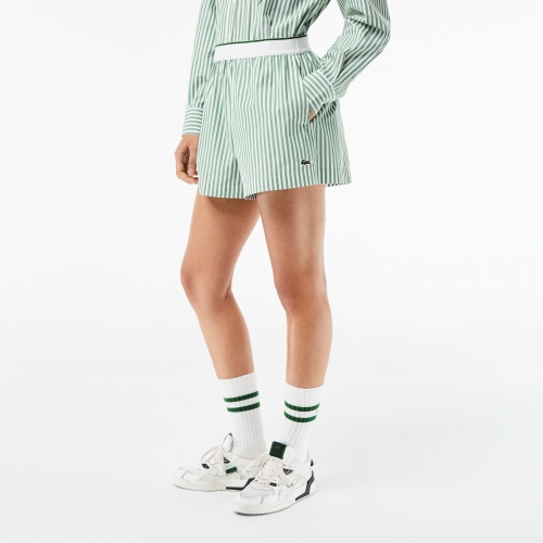 Women’s Lacoste Striped Cotton Poplin Shorts