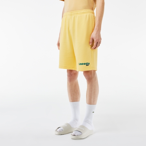 Washed Effect Lacoste Print Jogger Shorts