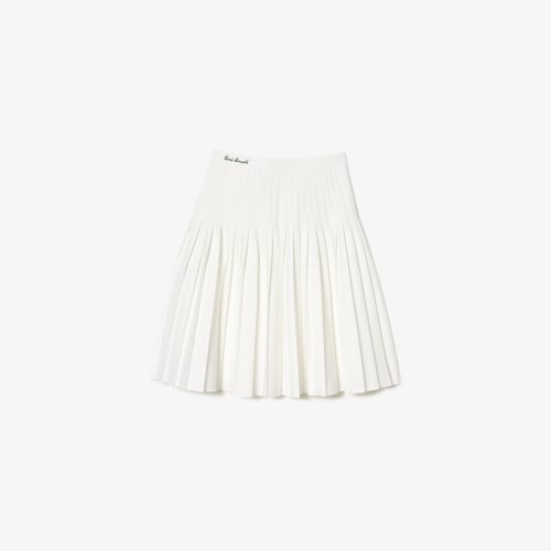 Short Pleated Twill Skirt 