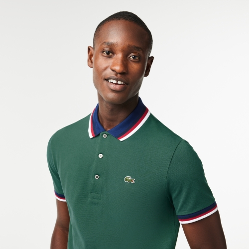 Contrast Collar and Cuff Stretch Polo Shirt