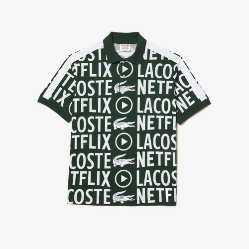 Men’s Lacoste x Netflix Loose Fit Organic Cotton Print Polo Shirt