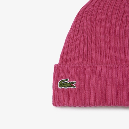 Unisex Lacoste Ribbed Wool Beanie