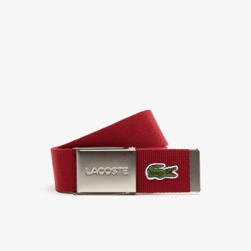 Men's Made in France Edition Lacoste Engraved Buckle Woven Belt