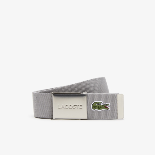 Men's Made in France Edition Lacoste Engraved Buckle Woven Belt