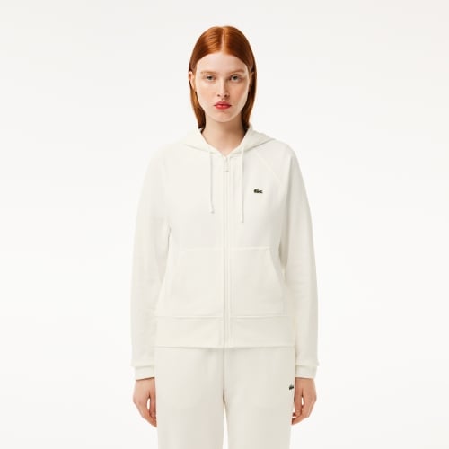 Women's Lacoste Hooded Organic Fleece Zippered Sweatshirt