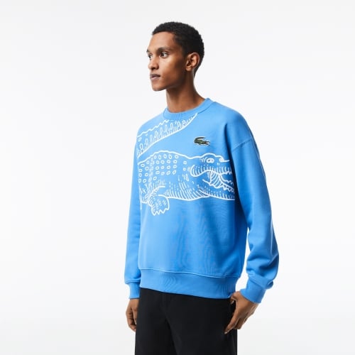 Men’s Lacoste Round Neck Loose Fit Croc Print Sweatshirt
