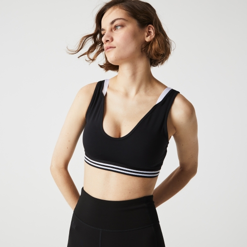 Women’s Lacoste SPORT Contrast Accents And Cut-Outs Sports Bra
