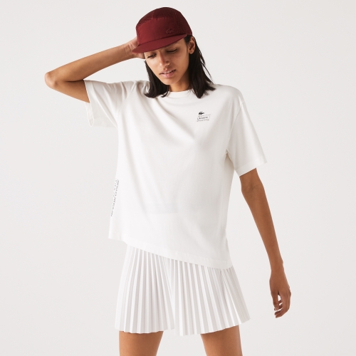 Women's Lacoste Branded Loose Fit Cotton Jersey T-Shirt