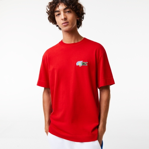 Men's Lacoste Holiday Relaxed Fit Comic Effect Badge T-Shirt