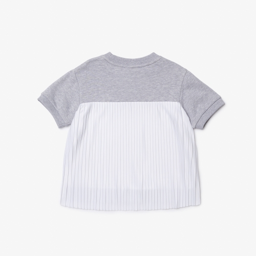 Girls' Lacoste Pleated Back Cotton Fleece T-shirt