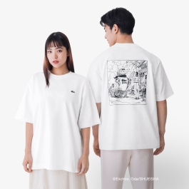 ★LACOSTE★ ONEPIECE X LACOSTE Big Croc T-Shirt White Black Collaborative Merchandise] ONE PIECE × LACOSTE Collaboration