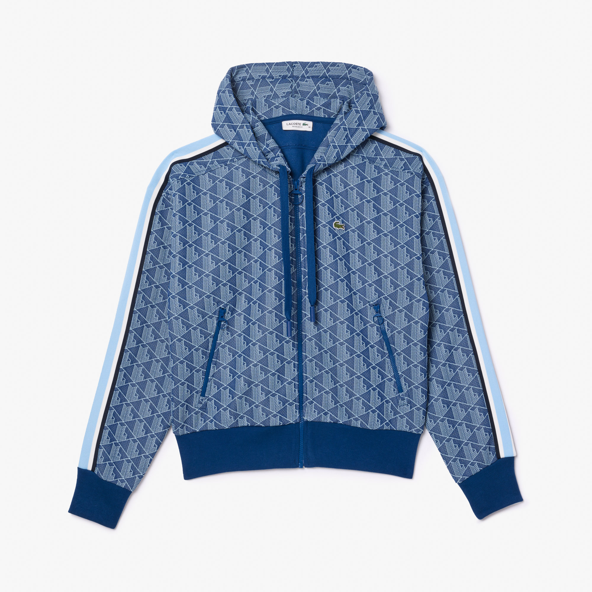 Monogram Jacquard Zip Front Hoodie in Globe/Overview • 6LE – Lacoste